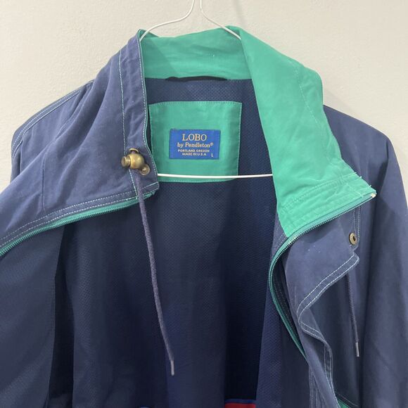 Mens Pendleton Lobo Bomber Windbreaker Jacket Large Color Block Blue Green - Picture 9 of 11